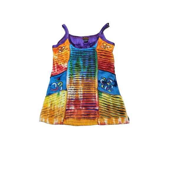 Rising International Women's Multicolor Tie-Dye Tank Top Sz Medium Made in Nepal - Picture 1 of 5